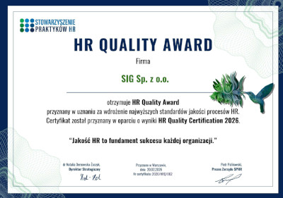 HR Quality Award 2026 dla SIG